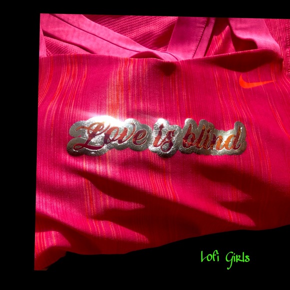 Nike Vintage ‘Love is Blind’ Holographic Custom  Lofi Girls Sport Tank Top - Picture 2 of 8